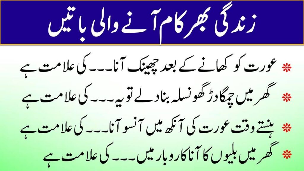 زندگی بھر کام آنے والی باتیں — تجربہ، مشاہدہ اور عقل کی روشنی میں